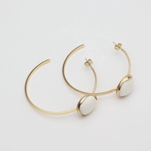 2. Stonekiss hoop earrings ivory KALLIOPE Handmade Jewelry gs1830c