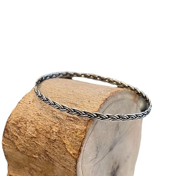 3. Mini Rigid Braided Bracelet silver gray BRASS Workshop 25br04