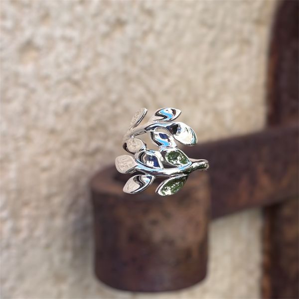 1. Leaf ring silver grey BRASS Workshop 25an15