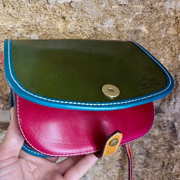3. Patchwork messenger bag Dark green BRASS Workshop ta032