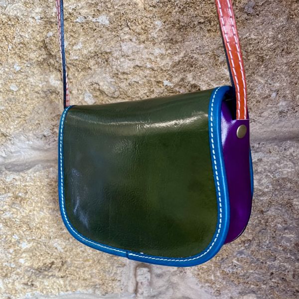 4. Patchwork messenger bag Dark green BRASS Workshop ta032
