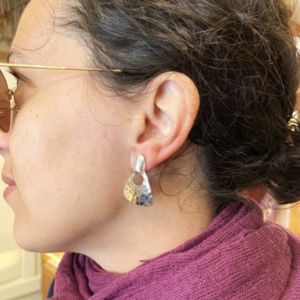 5. Hammered elements earrings silver grey BRASS Workshop 25or26