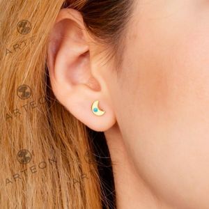 3. Turquoise Moon Earrings gold