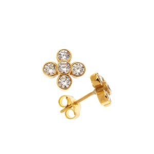 Zirconia Cross Earrings gold Arteon