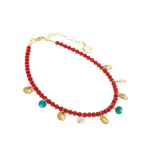 1. Bracciale pietre e charm rosso