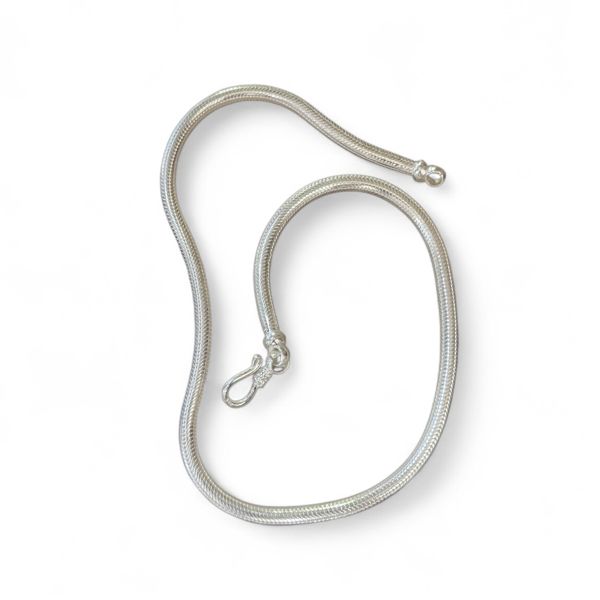 1. Round mesh necklace "snake" 4 mm Silver grey BRASS Workshop snkc01