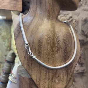 2. Round mesh necklace "snake" 4 mm Silver grey BRASS Workshop snkc01