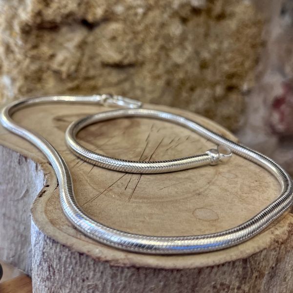 3. Snake necklace 3.5 mm Silver grey BRASS Workshop snkc02
