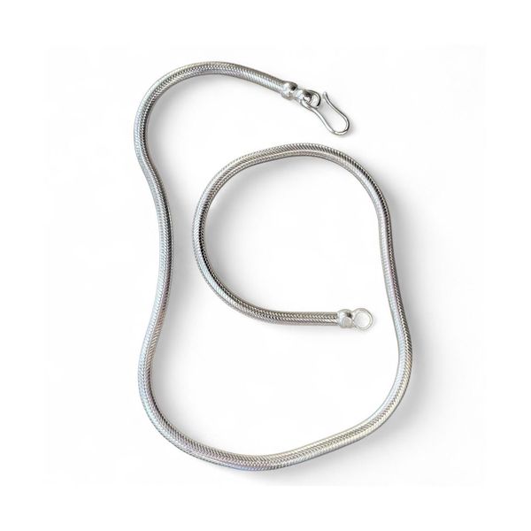 1. Snake necklace 3.5 mm Silver grey BRASS Workshop snkc02