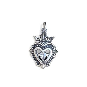 1. Crystal heart pendant silver grey BRASS Workshop 25pe29