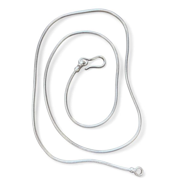 1. 2mm Snake Necklace silver grey BRASS Workshop snkc04
