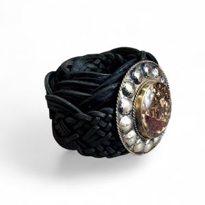 Braided belt with medallion black BRASS Workshop