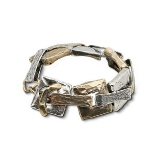 3. Bracciale snodato quadrati grigio argento