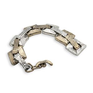 Square articulated bracelet silver grey Giuseppe Mandile