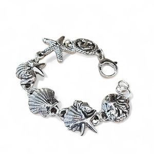 2. Starfish and shell bracelet silver gray BRASS Workshop 25br09