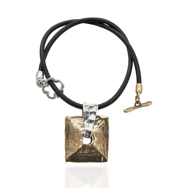 Square pendant necklace bronze Giuseppe Mandile