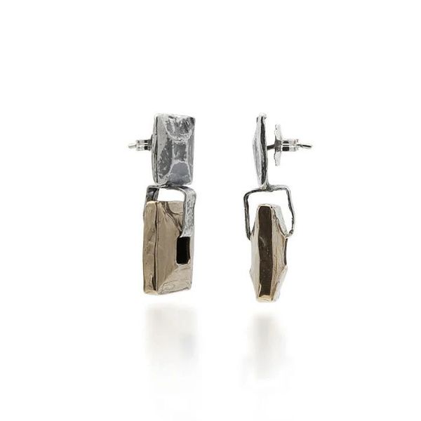 1. Square drop earrings bronze Giuseppe Mandile ora083