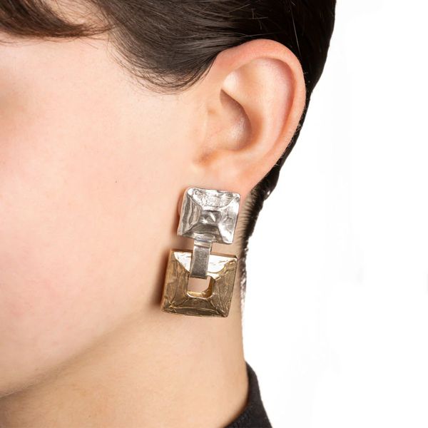 2. Square drop earrings bronze Giuseppe Mandile ora083