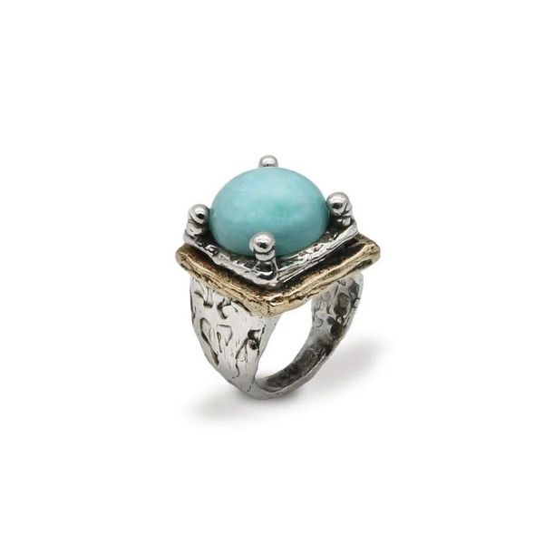Signet ring with stone amazonite Giuseppe Mandile