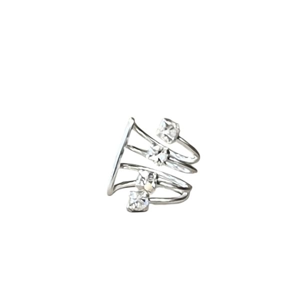 Earcuff 4 crystals silver gray BRASS Workshop