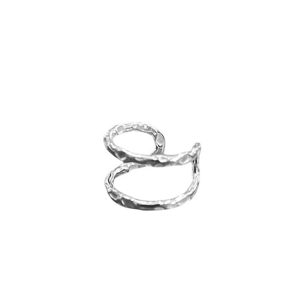 Hammered Earcuff silver gray BRASS Workshop