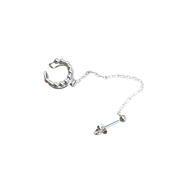 2. Single chain earcuff earring silver gray BRASS Workshop ear10