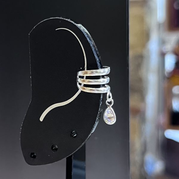 2. Earcuff goccia grigio argento BRASS Workshop ear12