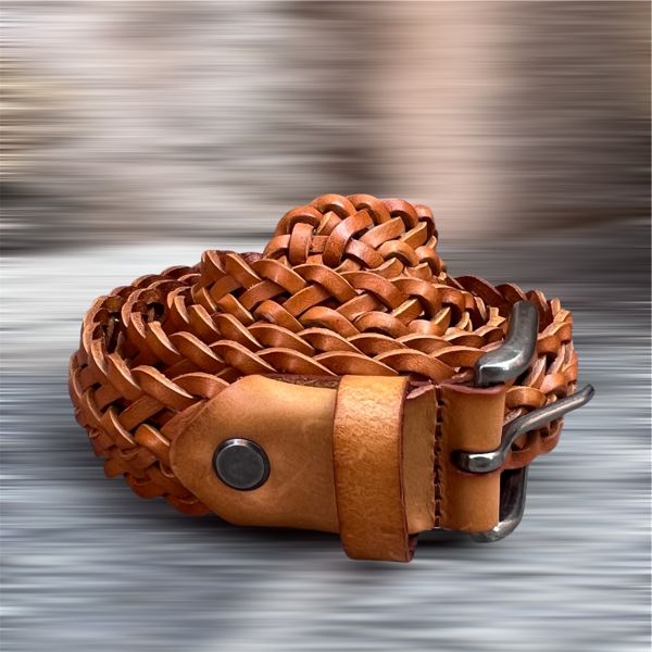 2. 2.8cm braided belt Mustard BRASS Workshop ci28