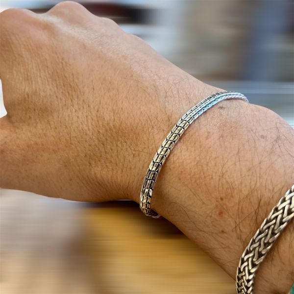 2. Bracciale maglia piatta grigio argento BRASS Workshop 25br22