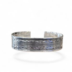 Wide rigid bracelet Silver grey BRASS Workshop
