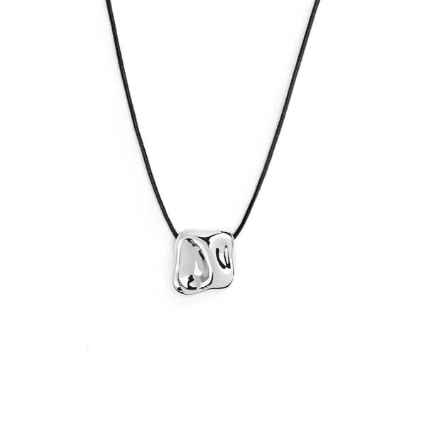 Irregular square pendant necklace steel grey Marlù Gioielli