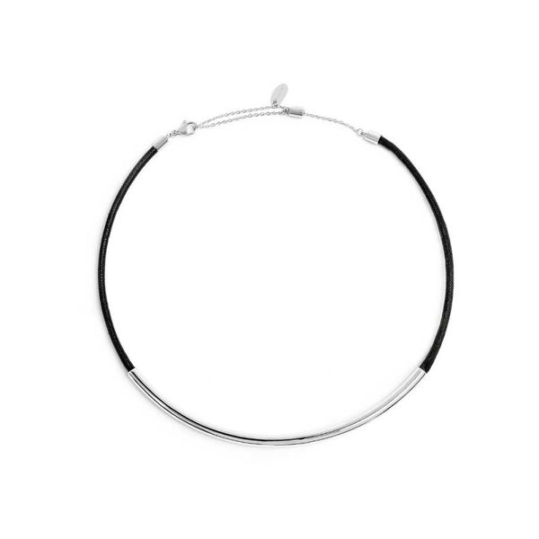 2. Cord necklace with tubular steel grey Marlù Gioielli 33cn0043-n