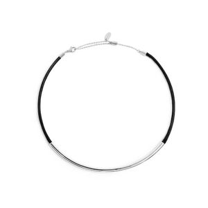 2. Collana cordino con tubolare grigio acciaio