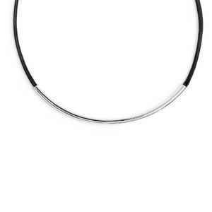 Cord necklace with tubular steel grey Marlù Gioielli