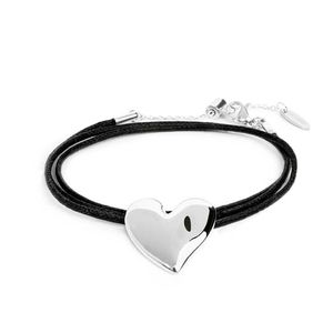 Bracciale cordino con cuore irregolare grigio acciaio Marlù Gioielli