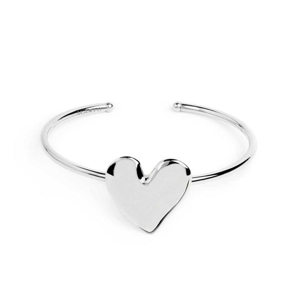 Irregular heart rigid bracelet steel grey Marlù Gioielli