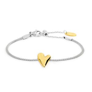 Mesh chain bracelet with irregular heart steel grey Marlù Gioielli