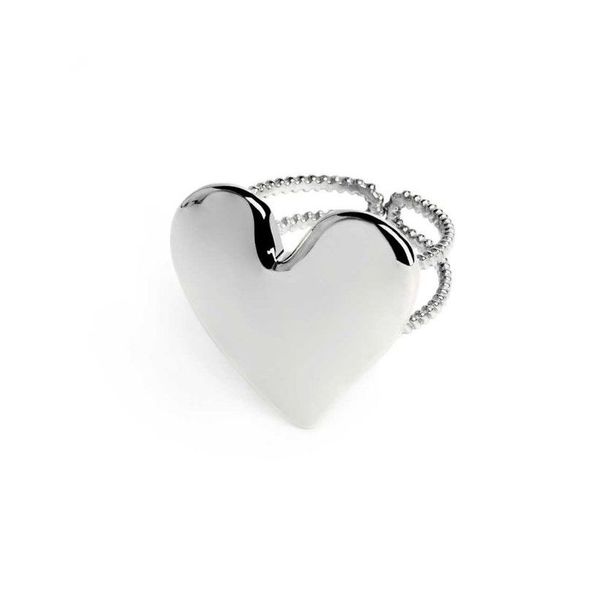 Irregular heart ring steel gray Marlù Gioielli