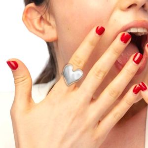 1. Irregular heart ring steel gray