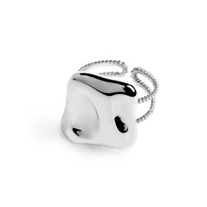 Irregular square ring steel grey Marlù Gioielli