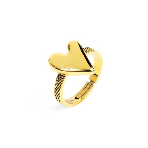 Irregular heart mesh ring gold Marlù Gioielli