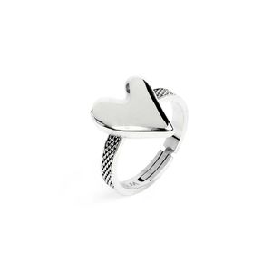 2. Anello mesh cuore irregolare grigio acciaio