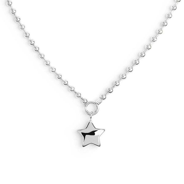 Sphere chain necklace with star steel grey Marlù Gioielli