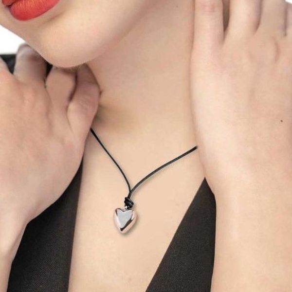 1. Cord necklace with heart steel grey Marlù Gioielli 18co024-n
