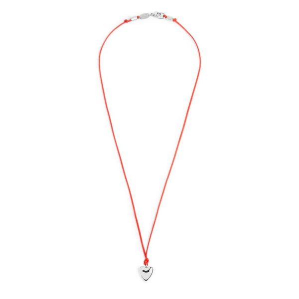 2. Red cord necklace with heart steel grey Marlù Gioielli 18co024-r