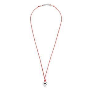 2. Collana cordino rosso con cuore grigio acciaio