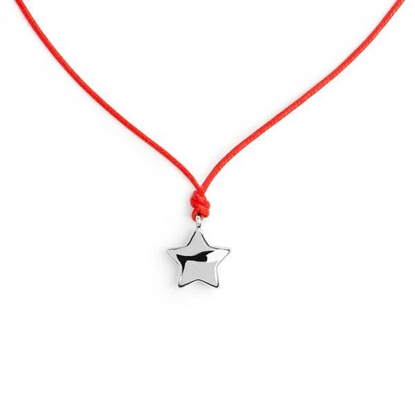3. Red cord necklace with star steel grey Marlù Gioielli 18co025-r