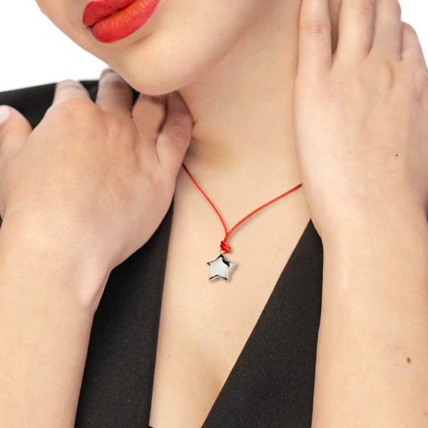 1. Red cord necklace with star steel grey Marlù Gioielli 18co025-r