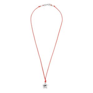 2. Red cord necklace with star steel grey