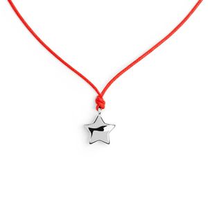 3. Red cord necklace with star steel grey